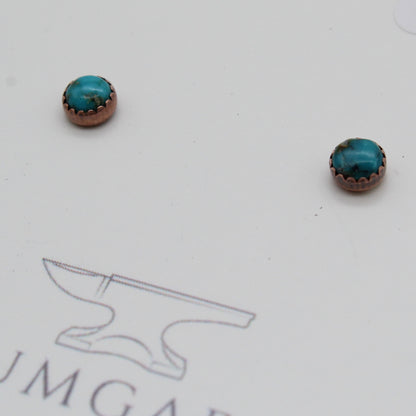 Turquoise Stud Earrings with Copper Setting