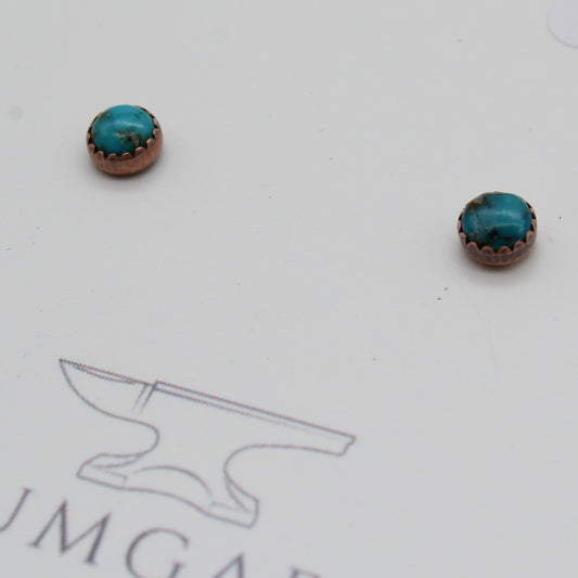 Turquoise Stud Earrings with Copper Setting