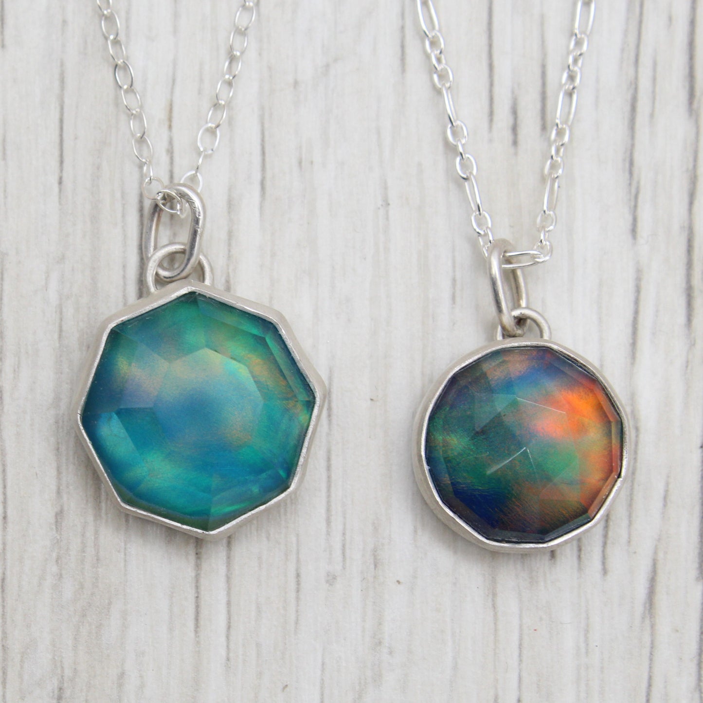 Crystal and Aurora Opal Doublet Pendant