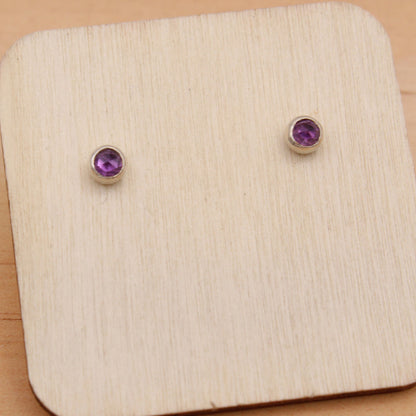 #3014 3mm Rose Cut Amethyst Studs