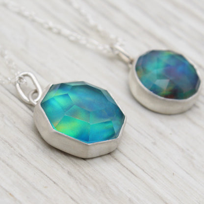Crystal and Aurora Opal Doublet Pendant