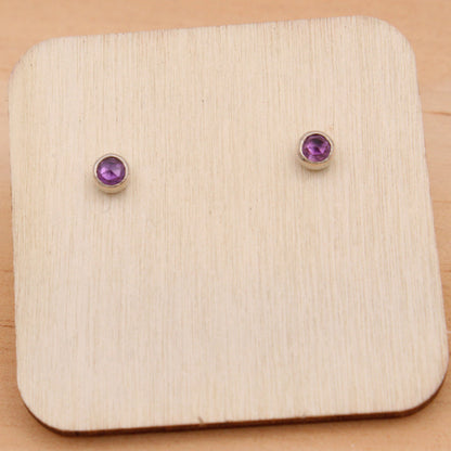 #3014 3mm Rose Cut Amethyst Studs