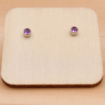 #3014 3mm Rose Cut Amethyst Studs