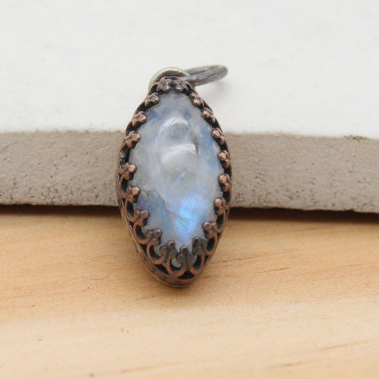 Rainbow Moonstone, Copper and Silver Pendant