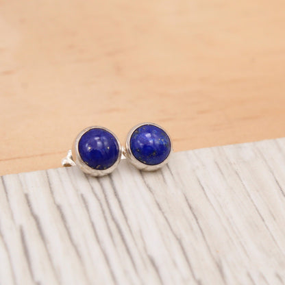#3036 Lapis Studs - 6mm in Smooth Setting