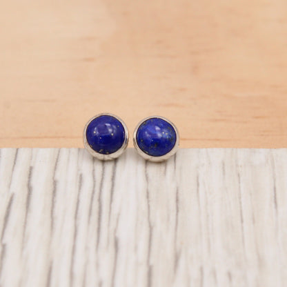 #3036 Lapis Studs - 6mm in Smooth Setting