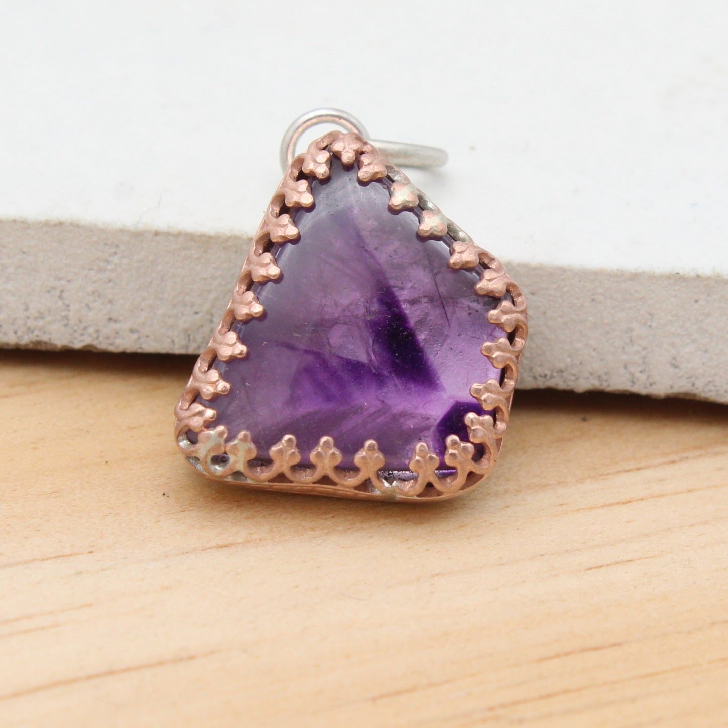 Trapiche Amethyst, Copper, and Silver Pendant (Choose 1)