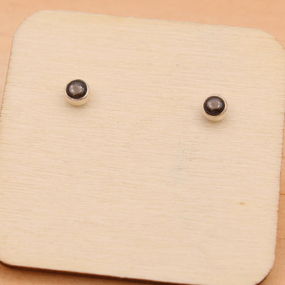 #3081 Small Black Star Sapphire Stud Earrings