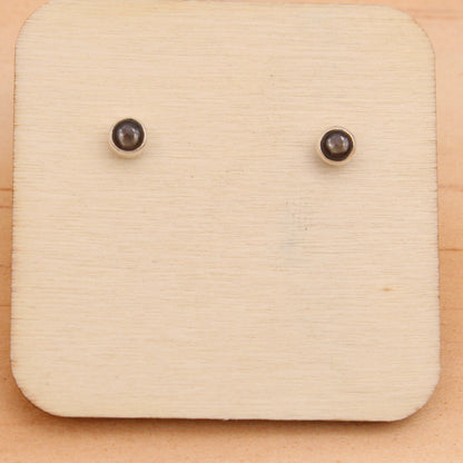 #3081 Small Black Star Sapphire Stud Earrings