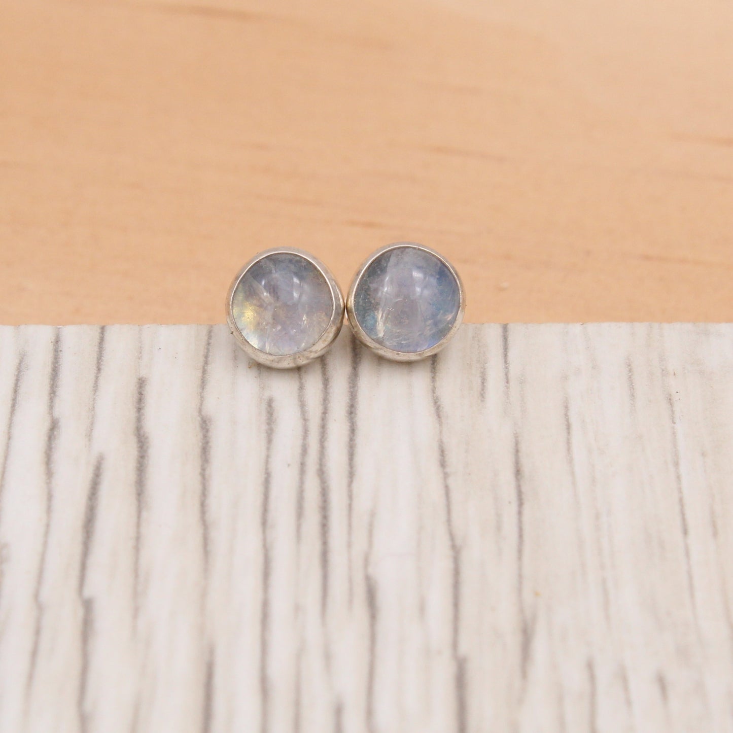 Rainbow Moonstone Studs