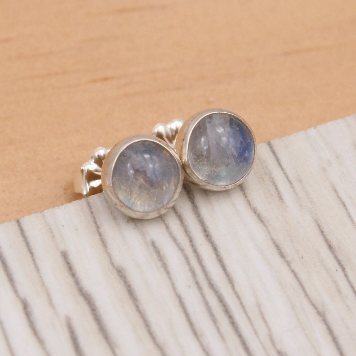 Rainbow Moonstone Studs