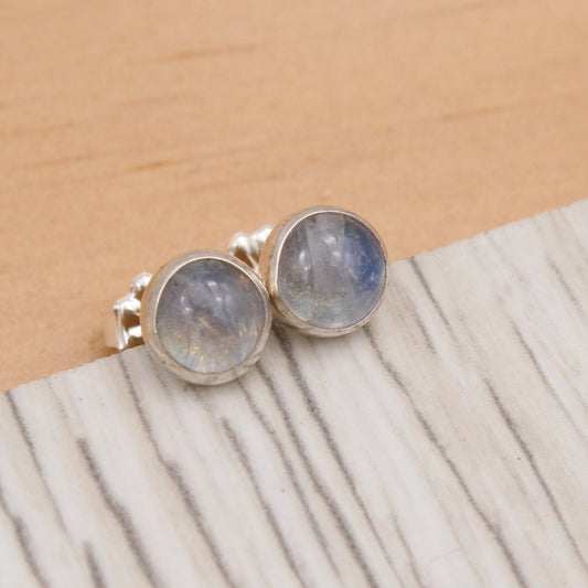 Rainbow Moonstone Studs