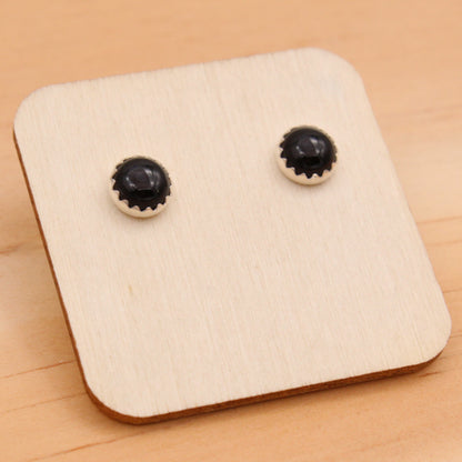 #3100 Onyx Studs with Serrated Setting - 6mm