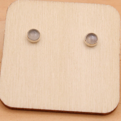 Gray Moonstone Studs - Copper or Silver Setting