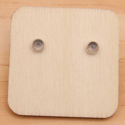 Gray Moonstone Studs - Copper or Silver Setting
