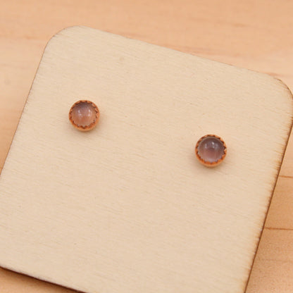 Gray Moonstone Studs - Copper or Silver Setting