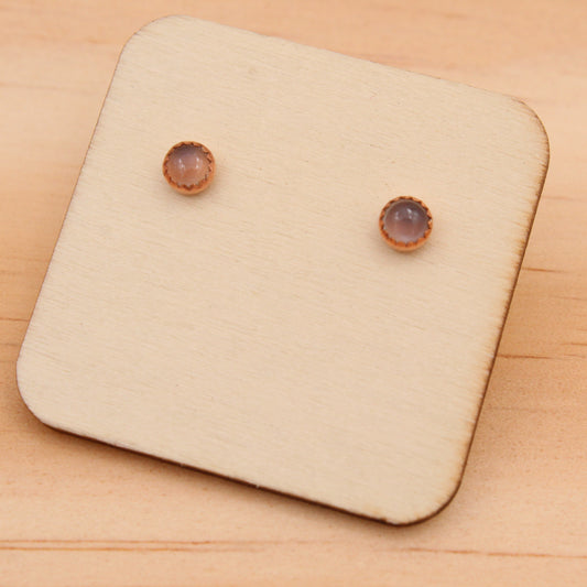 Gray Moonstone Studs - Copper or Silver Setting