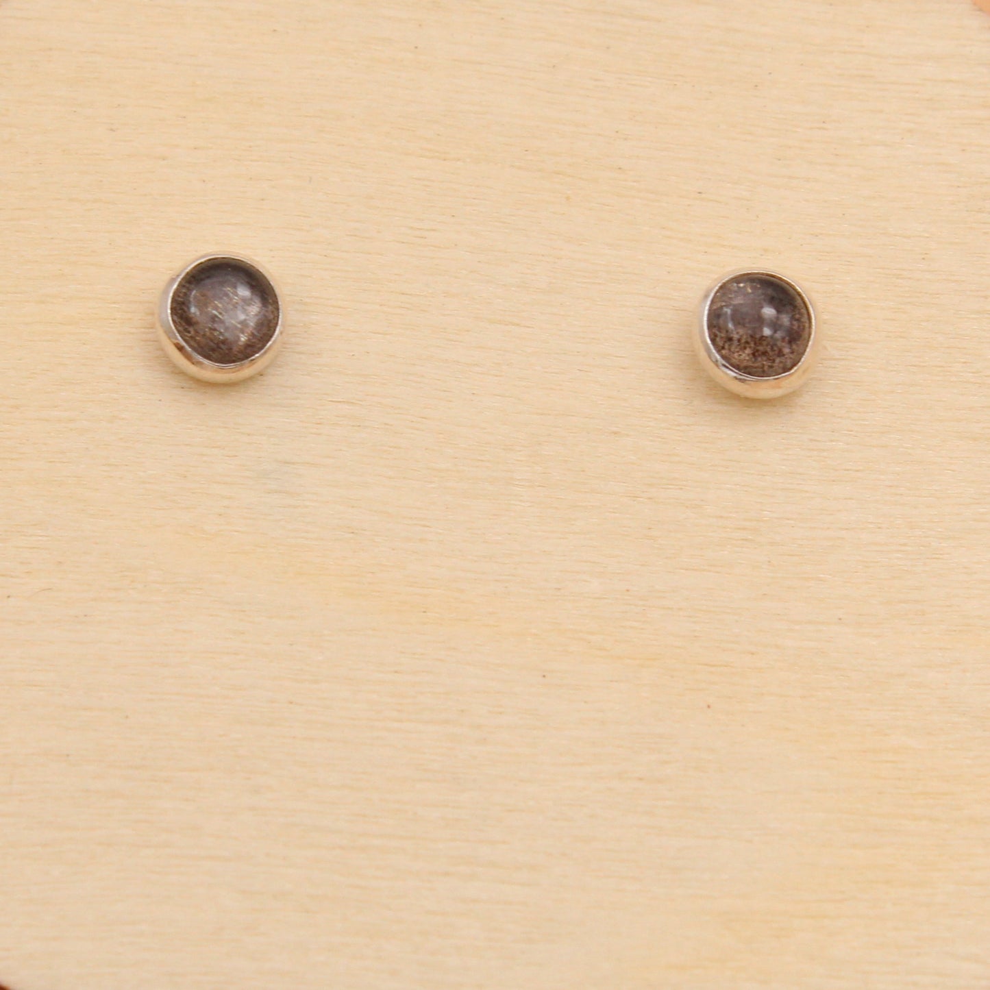 Black Moonstone Studs - Silver or Copper Setting