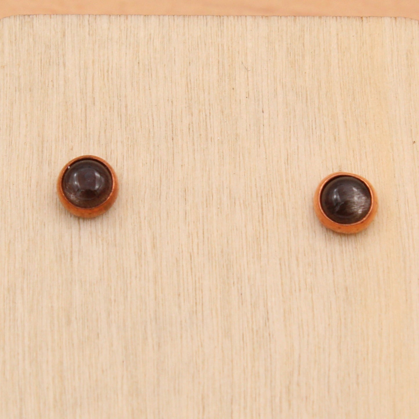 Black Moonstone Studs - Silver or Copper Setting