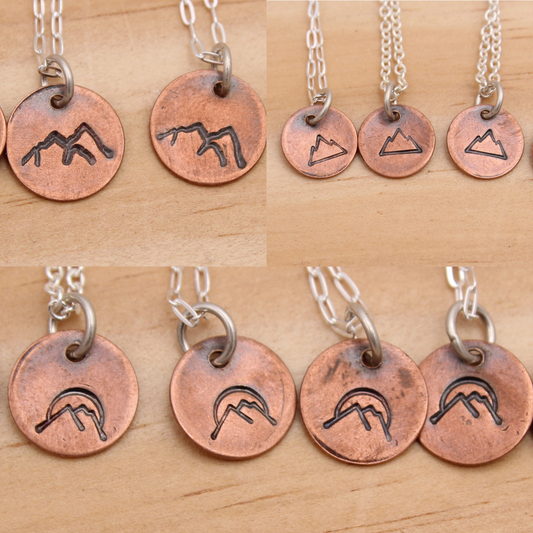 Stamped Copper Necklace - Mountains