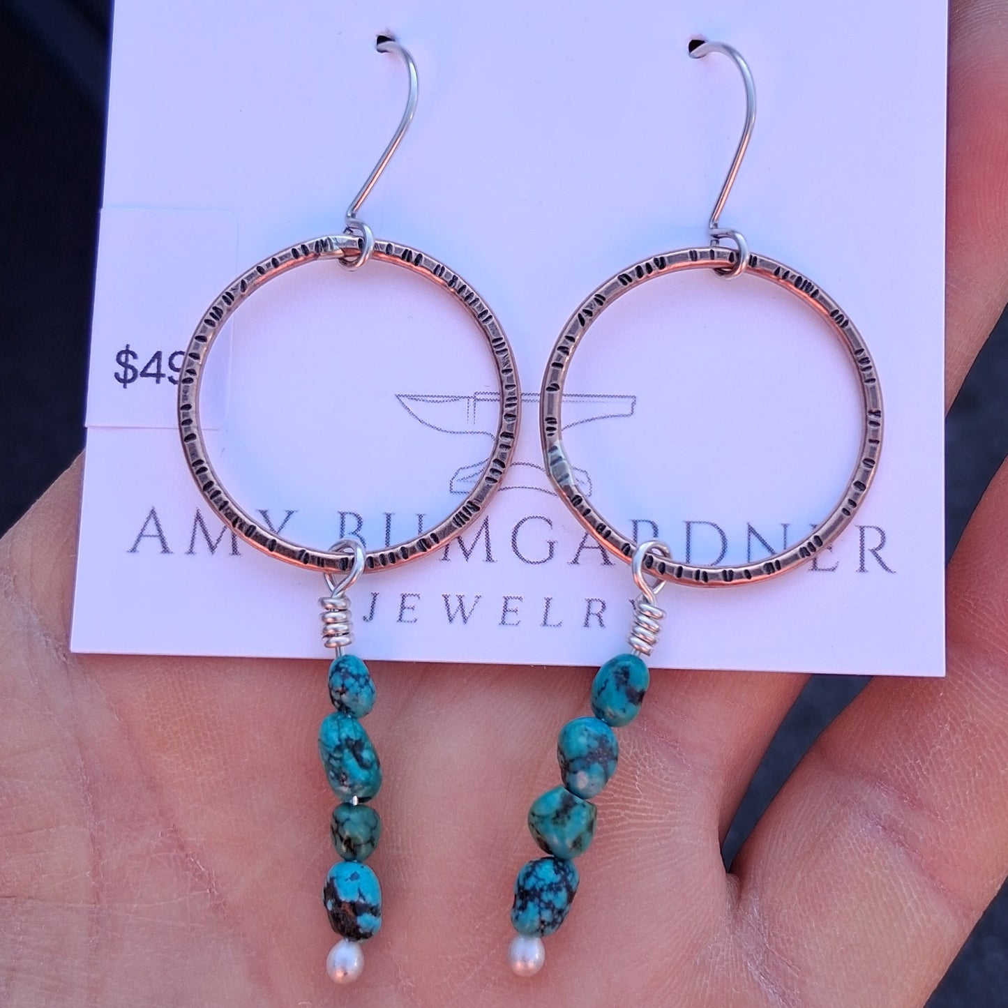 Copper and Hubei Turquoise Dangle Earrings