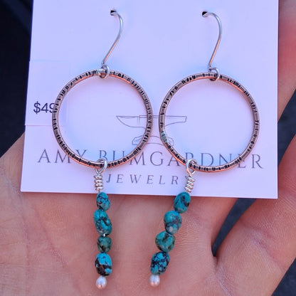 Copper and Hubei Turquoise Dangle Earrings