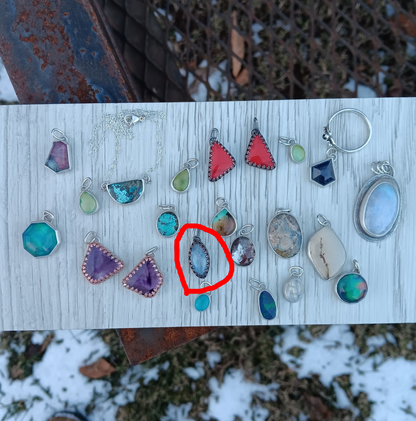 Rainbow Moonstone, Copper and Silver Pendant