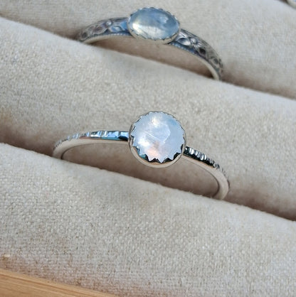 Size 9.5 Rainbow Moonstone Stack Ring