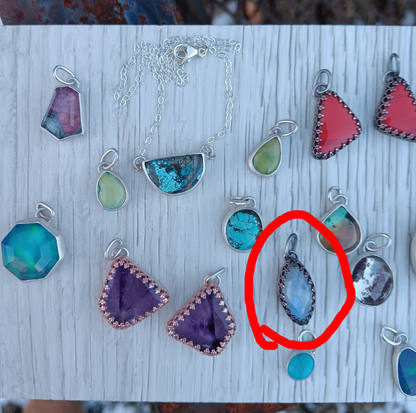 Rainbow Moonstone, Copper and Silver Pendant