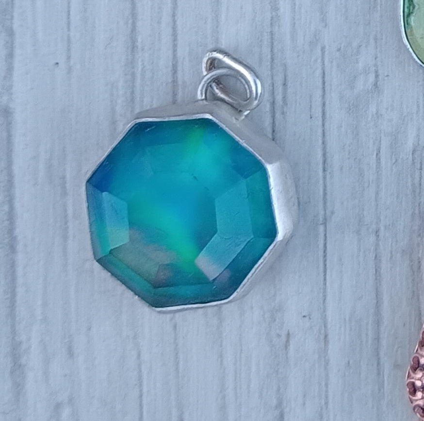 Crystal and Aurora Opal Doublet Pendant