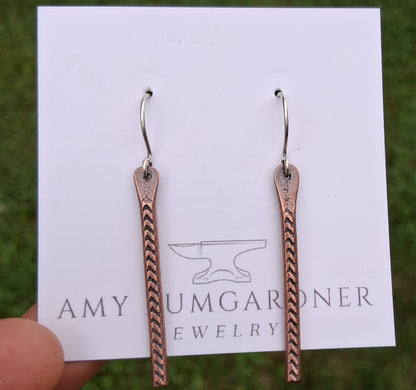 Reclaimed Copper Stick Earrings
