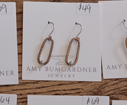 Copper Earrings with Silver Accent Ball