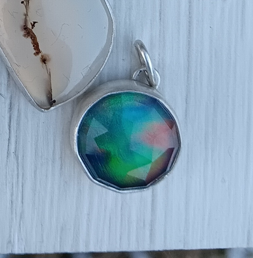 Crystal and Aurora Opal Doublet Pendant