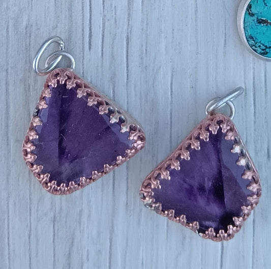 Trapiche Amethyst, Copper, and Silver Pendant (Choose 1)