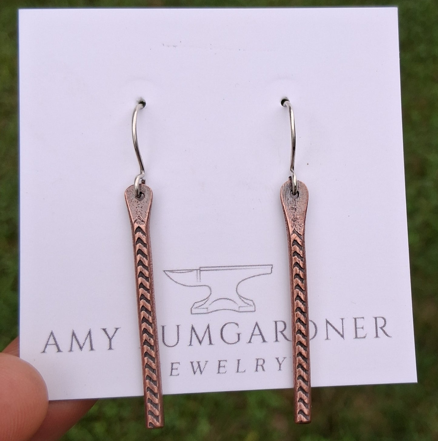 Reclaimed Copper Stick Earrings