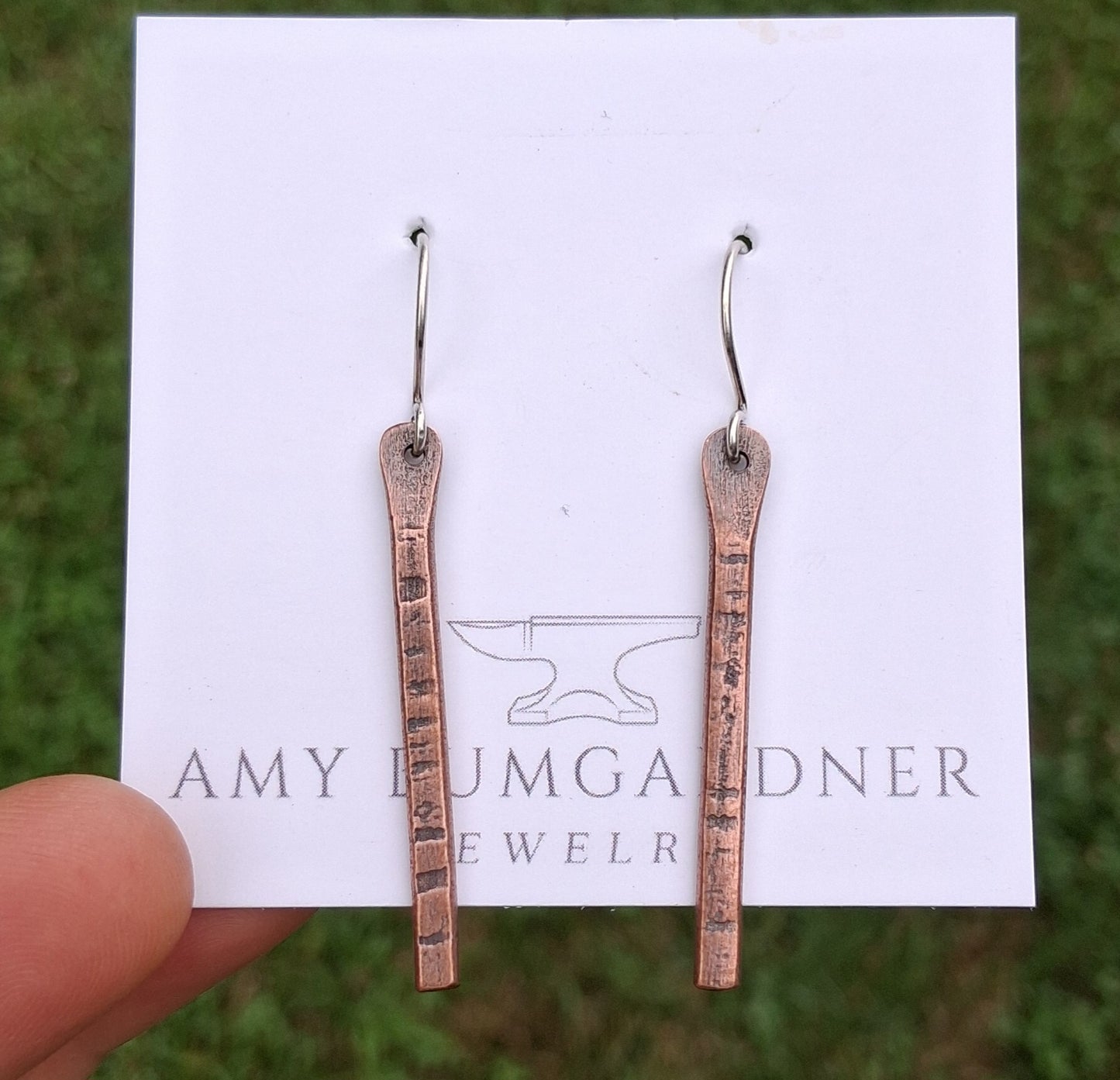 Reclaimed Copper Stick Earrings