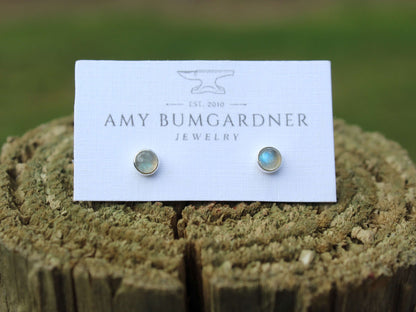 Gemstone Stud Earrings with Smooth Setting