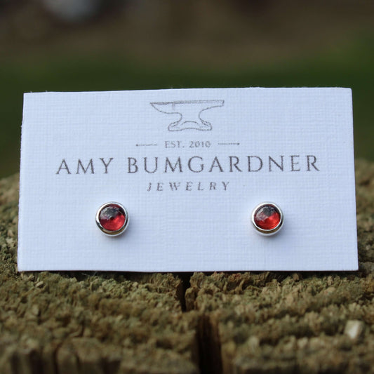 Gemstone Stud Earrings with Smooth Setting