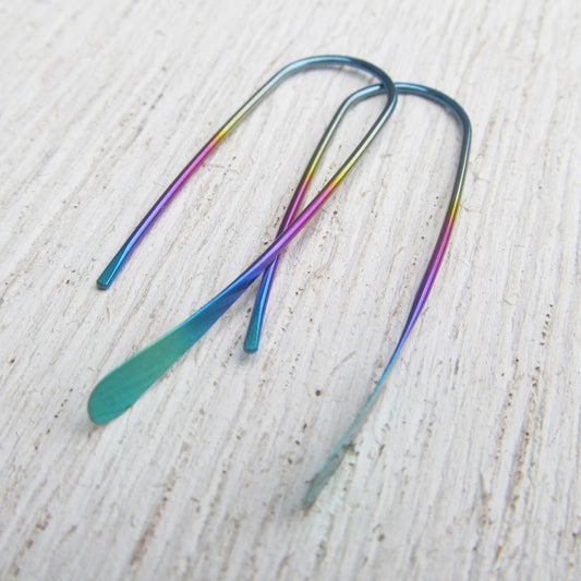 Rainbow Niobium Paddle Earrings