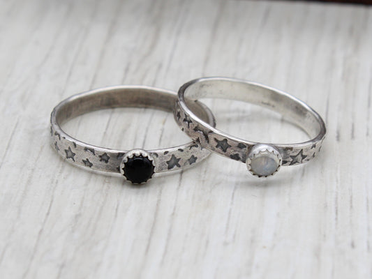 Star Ring Band with Gemstone