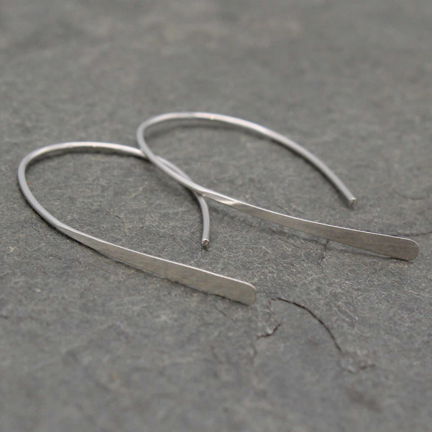 Minimal Wide Hook Silver Earrings
