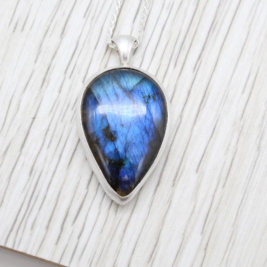Blue Labradorite Necklace with Butterfly Cutout