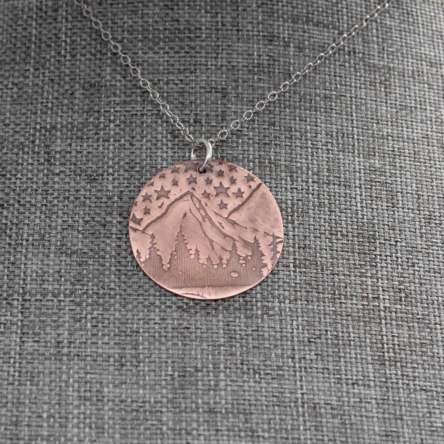 Sunflower or Mountain Necklace in Copper or Silver