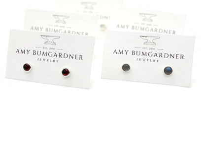 Gemstone Stud Earrings with Smooth Setting